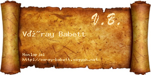 Váray Babett névjegykártya